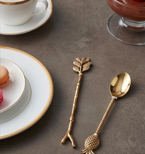 Juego de cubiertos bohemios dorados con mangos de piña, luna, palma y girasol, aptos para lavavajillas, cucharas para servir en fiestas - Product Image 3