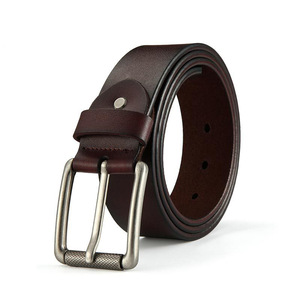 Ceinture en cuir véritable de vache de luxe pour homme, avec boucle ardillon en alliage, style classique vintage, haute qualité, personnalisée 2026 - Product Image 1