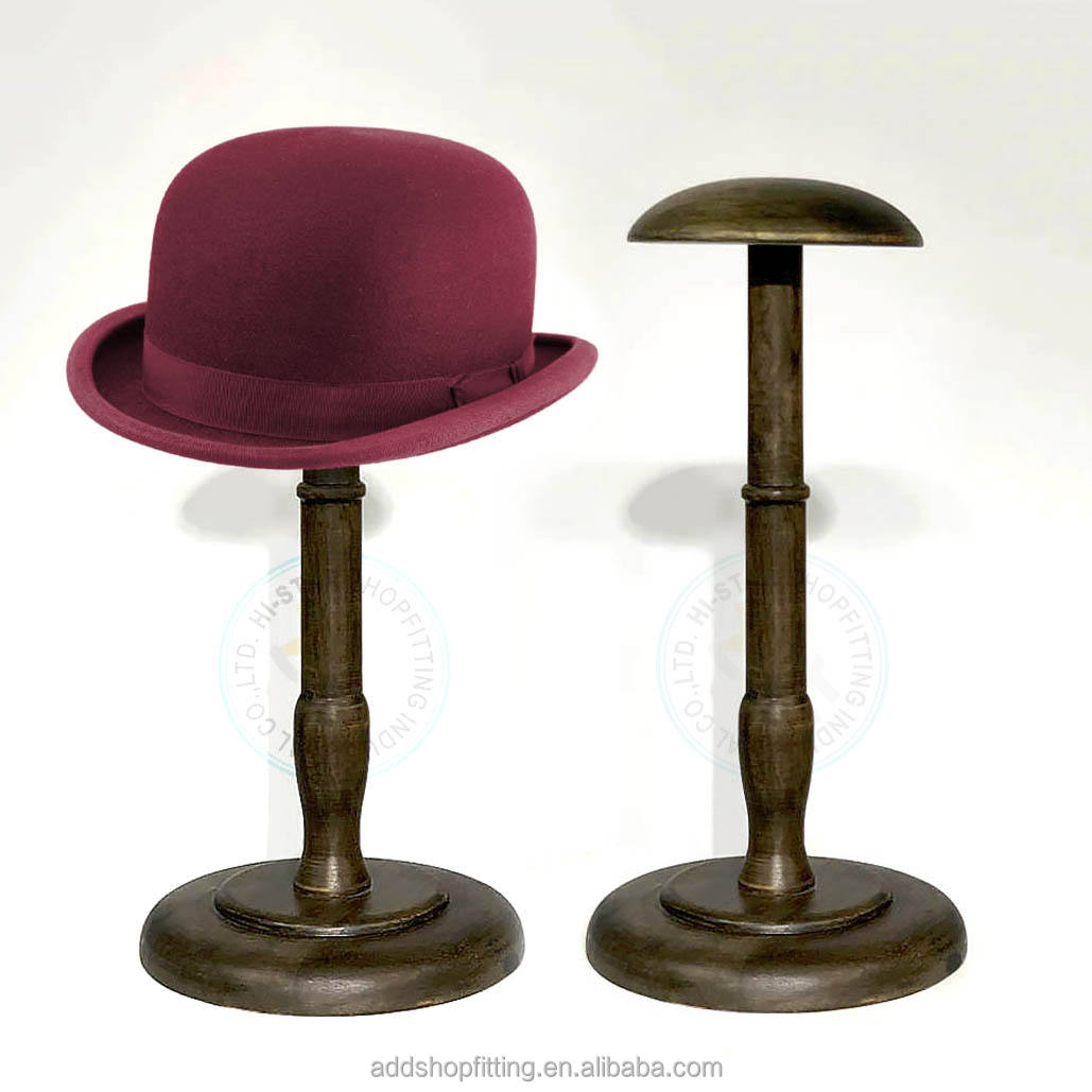 Durable Counter Top Antiques Wood Vintage Holder Hat Display Stand
