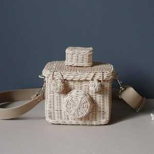New style child <b>small</b> bag kids <b>handbag</b> for baby girls rattan bags camera shaped kid shoulder <b>handbags</b> - Product Image 1