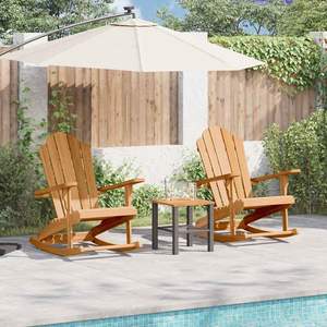 Ensemble de 2 chaises à bascule Adirondack Marron 100 x 77 x 99 cm pour usage en jardin - Product Image 1
