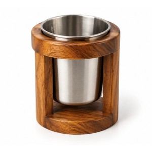 Acacia <b>Wood</b> Abstract Rustic Tumbler Holder | Handcrafted <b>Bathroom</b> Organization <b>Accessories</b> India Wholesale - Product Image 1