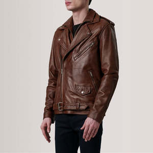 Chaqueta de Cuero con Cierre Brillante y Cuello Abatible para Invierno, Chaqueta de Piel de Oveja con Logotipo Personalizado Bordado, Abrigos de Cuero Elegantes - Product Image 1