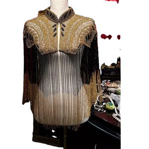 Exports ODM Handmade Sequin Design Adult Party Wrap with Long <b>Fringes</b> and Fancy <b>Beaded</b> Polyester for Club Wear - Product Image 1