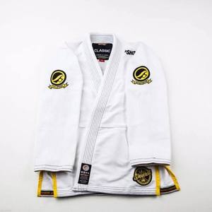 Kimono de Jiu-Jitsu Brasileño Shoyorol Batch Comp Standard XV Q1, Blanco con Parches Dorados, con Bolsa, 450 g/m², Fortleo Brasileño - Product Image 1