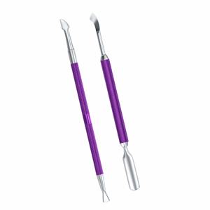 Ensemble de manucure 4-en-1 en acier inoxydable 2 pièces, double usage, pousse-cuticules, coupe-ongles, grattoir, éplucheur, pochette de voyage - Product Image 3