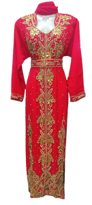Kaftan Maxi Traditionnel Marocain Rouge Élégant et Luxueux pour Femme, Fait Main avec Perles de Pierre, Design Personnalisé, Antistatique 2026 - Product Image 3