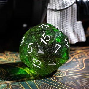 Multifaceted Green Black 1PC D20 DND <strong>Dice</strong> Cut Sharp Edges Glitter Inclusions <strong>20</strong> <strong>Sided</strong> <strong>Dice</strong> Handcrafted Role Playing Game 23mm - Product Image 3