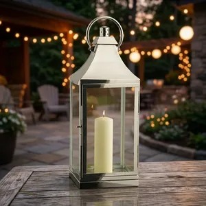 Lanterne à bougie en verre et acier inoxydable moderne, décorative, pour l'intérieur et l'extérieur, porte-bougie suspendu, résistant aux intempéries, décoration pour la maison et le jardin - Product Image 6