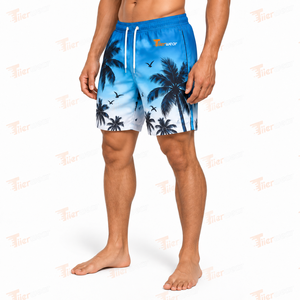 Shorts de Playa para Hombre al por Mayor con Estampado de Palmeras, de Secado Rápido, Casuales, de Cintura Media con Cordón Ajustable - Product Image 2