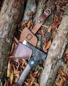 Handmade 19-Inch D2 Steel <b>Axe</b> Damascus Steel Hunting Hatchet Custom Wood <b>Handle</b> Forged Industrial Camping Tool Protective Cover - Product Image 5