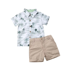 Conjunto de Ropa de Verano de Algodón para Niños, Conjunto de Dos Piezas Informal, Estilo Boutique, Top y Pantalones Cortos a la Moda - Product Image 1