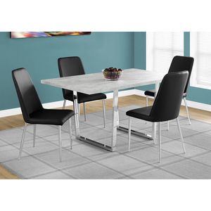Tavolo da Pranzo Rettangolare Contemporaneo 60 Pollici per Cucina e Sala da Pranzo, Laminato Grigio con Metallo Cromato, Stile Moderno - Product Image 5
