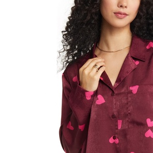 Thiết kế sang trọng SATIN LỤA đồ ngủ cho phụ nữ tim in <span class=keywords><strong>satiny</strong></span> kết thúc ngủ đàn hồi eo nóng bán mùa hè quần áo ngủ - Product Image 2