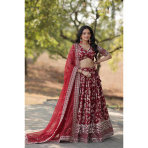 Diseño Dyeable Pure Viscose Jacquard tela Lehenga Choli & Dupatta Set - Product Image 3