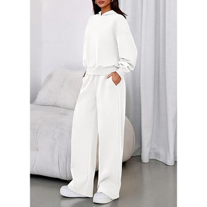 Conjunto de Sudadera con Capucha Oversize y Pantalones Anchos de Felpa para Mujer, Chándal Casual de 2 Piezas, Ropa de Estar por Casa - Product Image 4