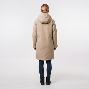 Veste longue imperméable à capuche pour femme en nylon et polyester, coupe-vent, idéale pour la randonnée, avec fermeture éclair et boutons - Product Image 3