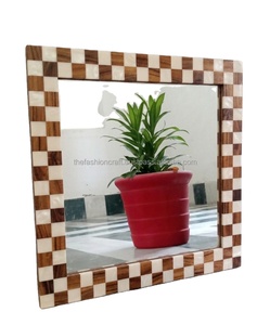 Premium Handmade Custom Chess Design Modern Eco-Friendly Polished Wedding <b>Square</b> Wood/Resin 18x18 Inch <b>Mirror</b> Wall Art Home - Product Image 4