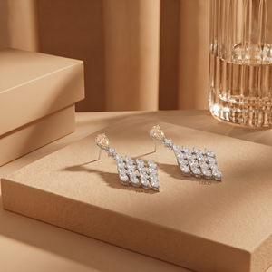 Boucles d'oreilles pendantes en diamant jaune de culture, or blanc, bijoux de luxe, cadeau de mariage pour femme - Product Image 4