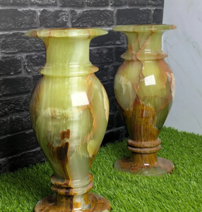 Vase en onyx vert fait main, pierre naturelle, décoration de luxe pour la maison, pot à fleurs 5x12 pouces, décoration de table - Product Image 2