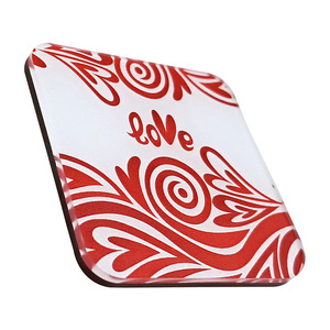 Imán Acrílico Cuadrado Personalizado para Refrigerador, Rojo y Blanco, Decoración de Boda, Adhesivo Magnético, Regalo - Product Image 3