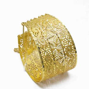 Pulseras de puño de latón de moda con diseño floral tradicional para mujer, chapadas en oro de 14K, 18K, 24K, al por mayor - Product Image 2