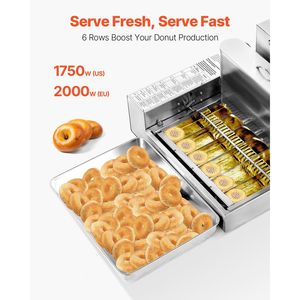 Máquina Comercial Automática para Hacer Donas de Acero Inoxidable, Equipo para 6 Filas de Donas, Alta Potencia Eléctrica, 360 Piezas/hora - Product Image 2