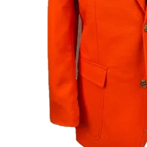 Blazer universitaire premium en polyester, orange chaud, coupe droite, simple boutonnage, style business décontracté, avec fermeture éclair, grandes tailles - Product Image 5