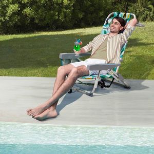 63*65*82cm Lemon Short Oxford Cloth Silver White Aluminum Tube Bearing 100kg Beach Chair - Product Image 2