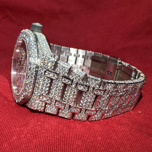 Reloj de Lujo para Hombre, Estilo Hip Hop, con Esfera de Moissanita, de Cuarzo, de Acero Inoxidable, Diseño Antiguo y Elegante - Product Image 1