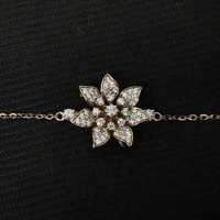 Gelang Berlian Potongan Bulat Bersertifikat IGI Motif Bunga Lotus, Emas Rose 14K, Perhiasan Floral untuk Wanita