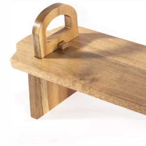 Plateau de service surélevé en bois d'acacia sûr à chaud, plateau de service en bois, pliable pour stockage à plat support de service multifonctionnel - Product Image 4