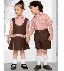 High Quality Custom Primary School Uniform Dress Set for <b>Unisex</b> Boys and Girls' Shirt <b>Skirt</b> Pinafore - Product Image 3