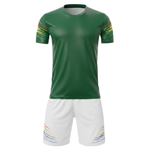 Conjunto de Uniforme de Fútbol Premium para el Día del Partido, 100% Poliéster, Malla con Corte Automatizado, Estampado Degradado, Jersey de Fútbol con Cuello Redondo y Pantalones Cortos - Product Image 1