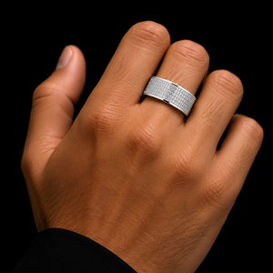 Gold Lab Grown Round Brilliant Cut Diamond Luxury 9-22KT IGI Certified Wide Band Pav <b>Mens</b> Statement <b>Ring</b> for Party Gift - Product Image 4