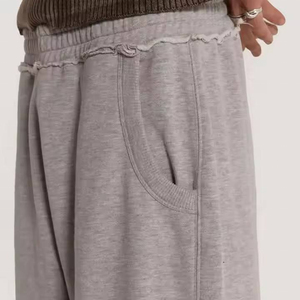 PHANTOM IMPEX Joggers en molleton bouclette pour homme, coupe ample, noir, jambe large, taille élastique, coton, décontracté, respirant, poches latérales - Product Image 6