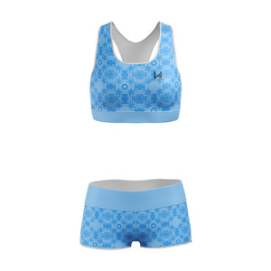 Custom Sublimated 2 Piece Women Fitness Set Sports Bra and <b>Shorts</b> High Waist Yoga <b>Gym</b> Workout Activewear OEM Manufacturer - Product Image 2