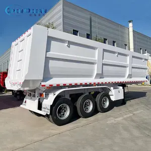 砂/石/鉱石/鉱山3アクスル35cbm 40cbm 60/80トンU字型大型トラックリアエンドダンプトラックセミトレーラーティッパートレーラー販売用