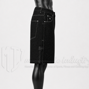 Pantalones Cortos de Mezclilla Holgados Personalizados para Hombre, 100% Algodón Orgánico, Lavado Vintage Ecológico, Estilo Cargo, Largura hasta la Rodilla - Product Image 5