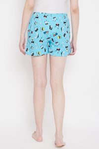Women's Cartoon Printed Knitted Cotton Shorts <b>Elastic</b> Waist Casual With Pockets Regular Fit - Product Image 2
