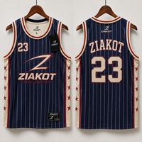 Jersey Basket Throwback Autentik Biru-Putih-Merah Kustom Terlaris Industri Grosir Langsung