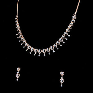 Elegante conjunto de joyería fina para mujer con collar de diamantes naturales de 14 quilates y aretes, color GH, corte brillante redondo, 1.65 ct, claridad VS SI. - Product Image 2