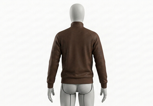 Men's Brown Knitted <b>Zip</b>-<b>Up</b> Racer <b>Jacket</b> Stand Collar Breathable Eco-Friendly Quick Dry Casual Autumn Wear Regular Fit Moto - Product Image 3