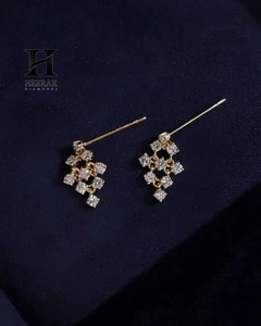 Elegant Cluster Lab Grown Diamond Drop <b>Earrings</b> 14K <b>Gold</b> Geometric Diamond <b>Dangle</b> <b>Earrings</b> for Women Diamond Bridal Jewelry - Product Image 5
