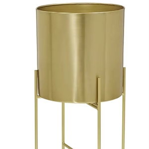 Jardinière ronde en métal avec support, pot de fleurs moderne pour plantes d'intérieur, jardin, balcon, plante décorative par Linea Exports - Product Image 1