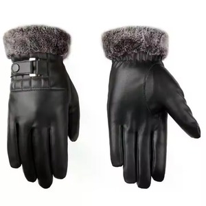 Gants d'hiver en cuir noir pour vélo avec doublure en microfibre, thermiques, longueur poignet, décontractés pour usage extérieur - Product Image 5
