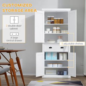 Armadio dispensa da cucina bianco autoportante da 72 pollici con ripiani per lo stoccaggio - Product Image 4