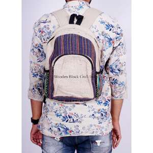 Mochila Artesanal Unisex de Tamaño Mediano, 100% Algodón, Estilo Vintage, Ligera, 20L, Cierre de Cremallera y Hebilla, con Logotipo Artesanal, para Viajes - Product Image 6