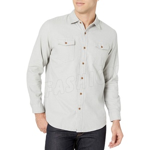 เสื้อเชิ้ตลำลองผู้ชายผ้าฝ้าย100% แขนยาวผ้าเดนิมสีขาวคลาสสิกมีสไตล์ใหม่ล่าสุด