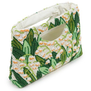 Pochette brodée florale avec des feuilles vertes et des fleurs blanches, design perlé, sac à main tendance pour les événements, TIMELESS CRAFT TS-611 - Product Image 2